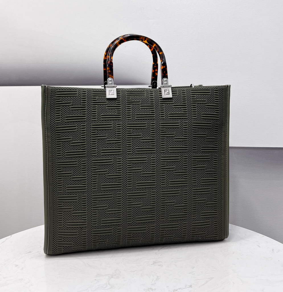Fendi 8BH386 Sunshine Medium Fendi Tote Bag 8258 Green