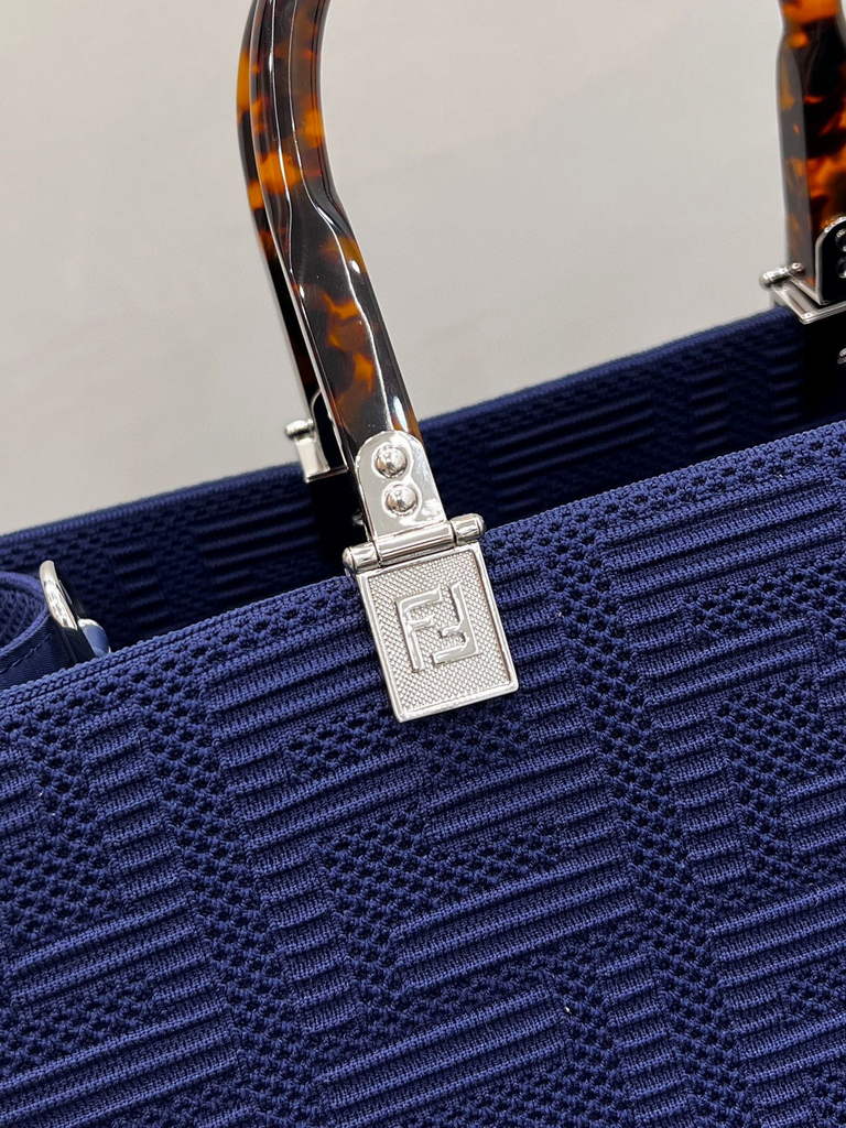 Fendi 8BH386 Sunshine Medium Fendi Tote Bag 8258 Navy blue