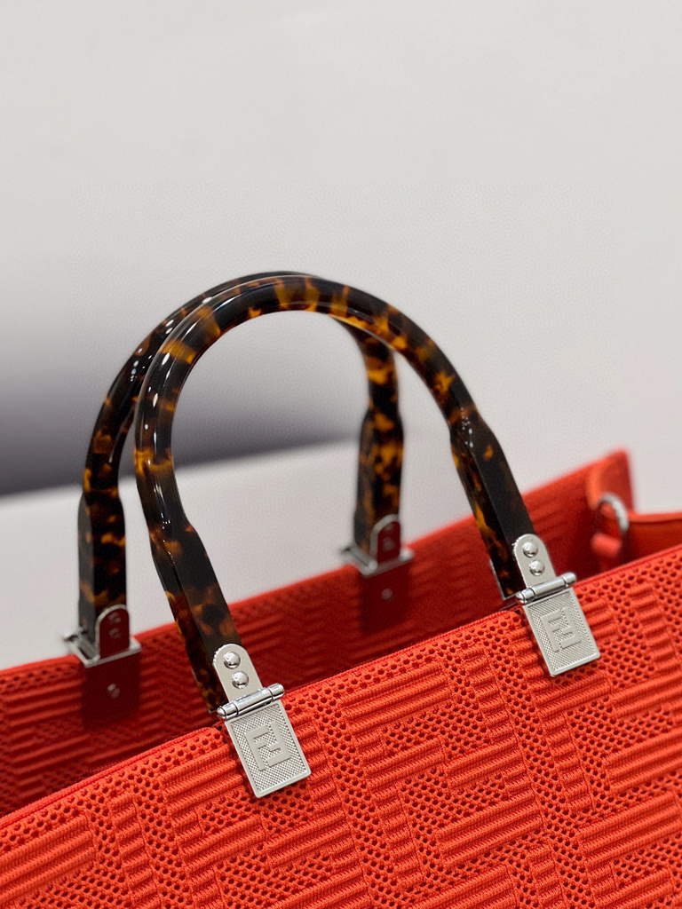 Fendi 8BH386 Sunshine Medium Fendi Tote Bag 8258 Orange Red