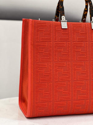 Fendi 8BH386 Sunshine Medium Fendi Tote Bag 8258 Orange Red - Default Title - View 4
