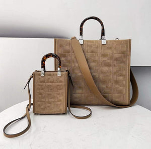 Fendi 8BH386 Sunshine Medium Fendi Tote Bag 8258 Tan - Default Title - View 1
