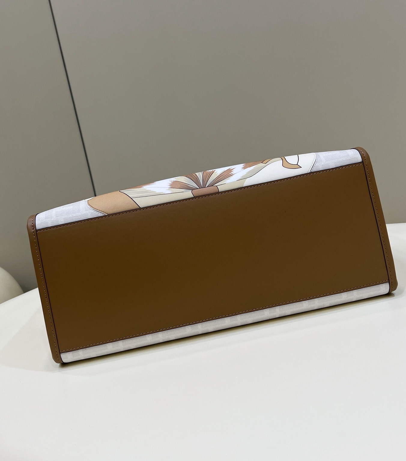 Fendi 8BH386 Sunshine Medium FF White Glazed Fabric Shopper - Default Title - View 4