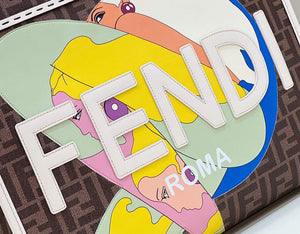 Fendi 8BH386 Sunshine Medium FF Glazed Fabric Shopper - Default Title - View 6