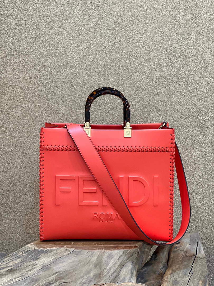 Fendi 8BH386 Sunshine Medium Fuchsia Leather Shopper Bag 8535 Multicolour - Default Title - View 1