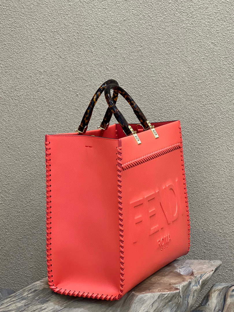 Fendi 8BH386 Sunshine Medium Fuchsia Leather Shopper Bag 8535 Multicolour - Default Title - View 2