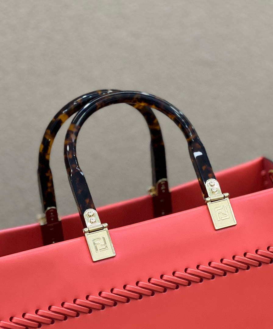 Fendi 8BH386 Sunshine Medium Fuchsia Leather Shopper Bag 8535 Multicolour - Default Title - View 6