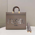 Fendi 8BH386 Sunshine Medium Tote Gray Leather and elaphe shopper bag - Default Title - View 1