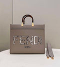 Fendi 8BH386 Sunshine Medium Tote Gray Leather and elaphe shopper bag