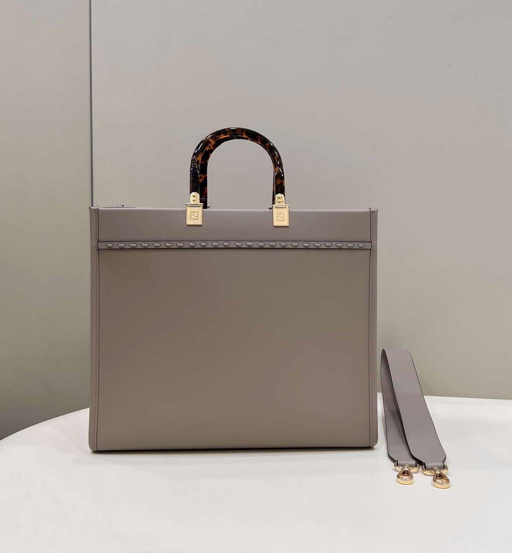 Fendi 8BH386 Sunshine Medium Tote Gray Leather and elaphe shopper bag