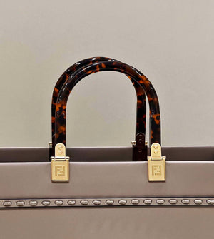 Fendi 8BH386 Sunshine Medium Tote Gray Leather and elaphe shopper bag - Default Title - View 6
