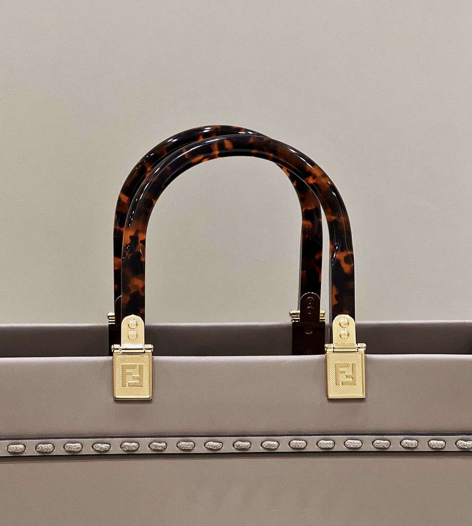 Fendi 8BH386 Sunshine Medium Tote Gray Leather and elaphe shopper bag