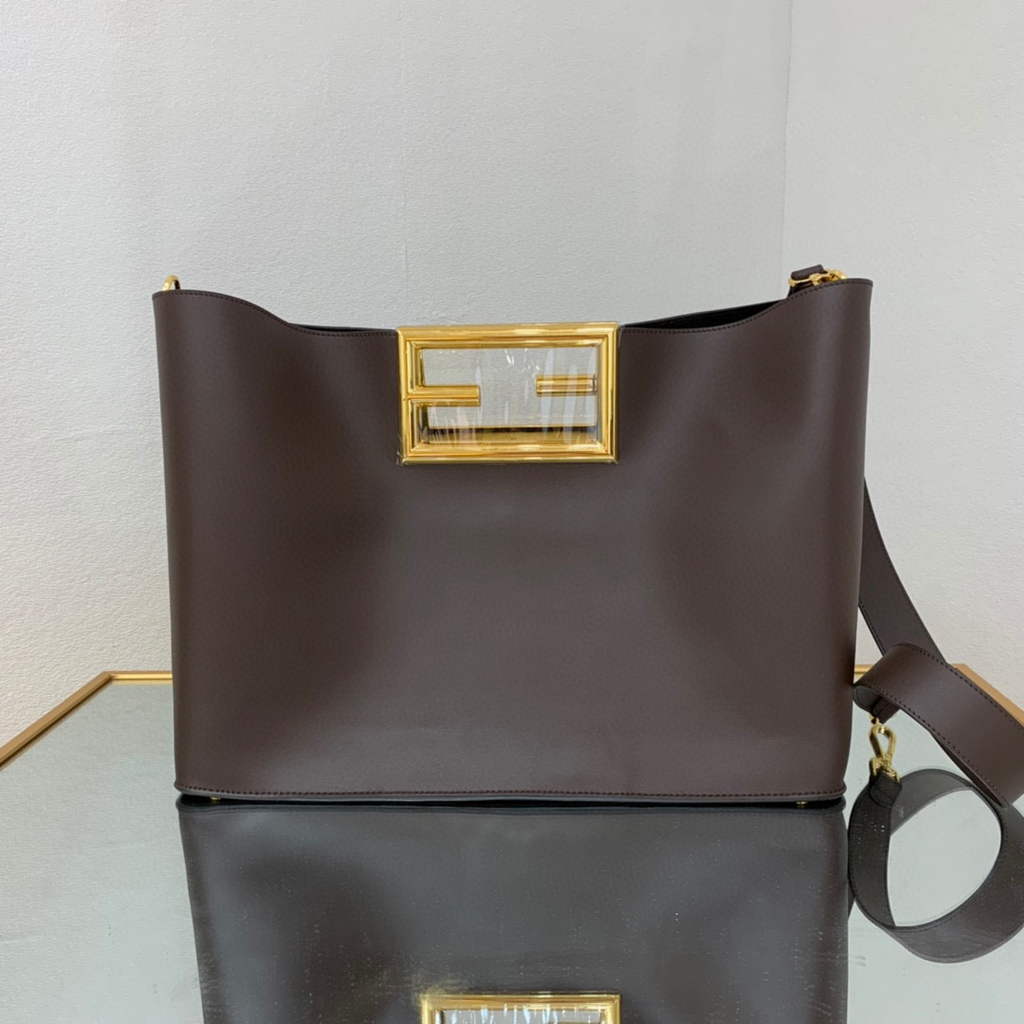 Fendi 8BH391 fendi way medium brown leather bag