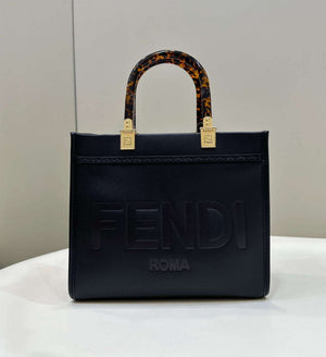 Fendi 8BH394 Fendi Sunshine Small Black leather shopper - Default Title - View 1