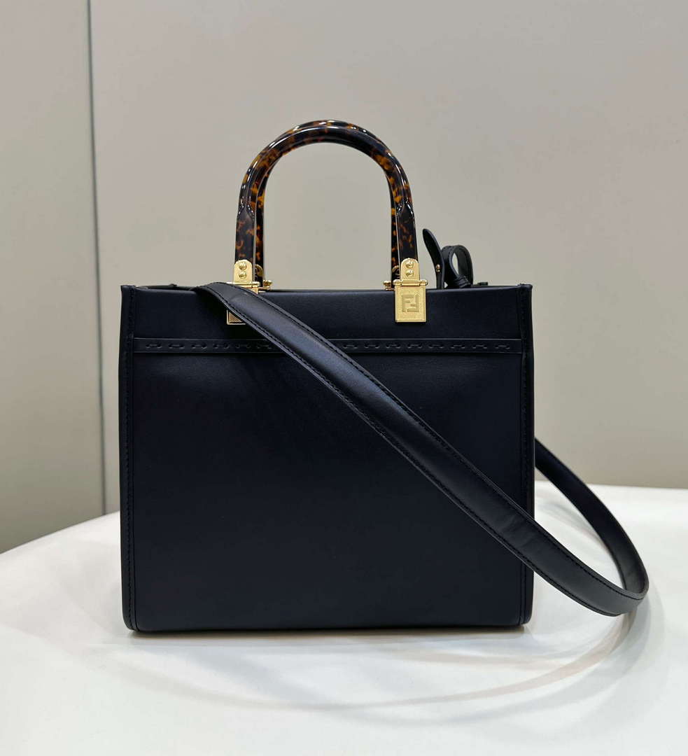 Fendi 8BH394 Fendi Sunshine Small Black leather shopper