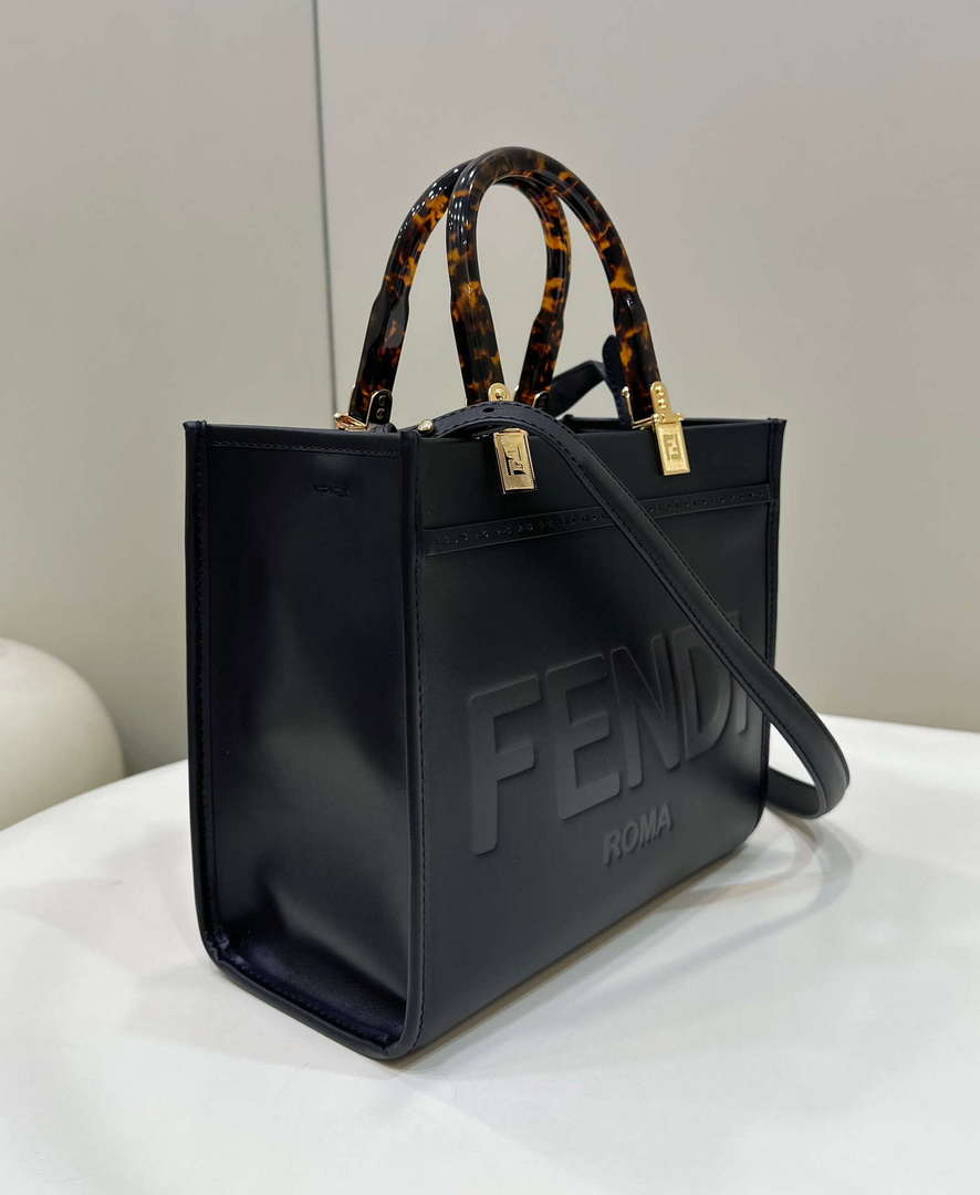 Fendi 8BH394 Fendi Sunshine Small Black leather shopper
