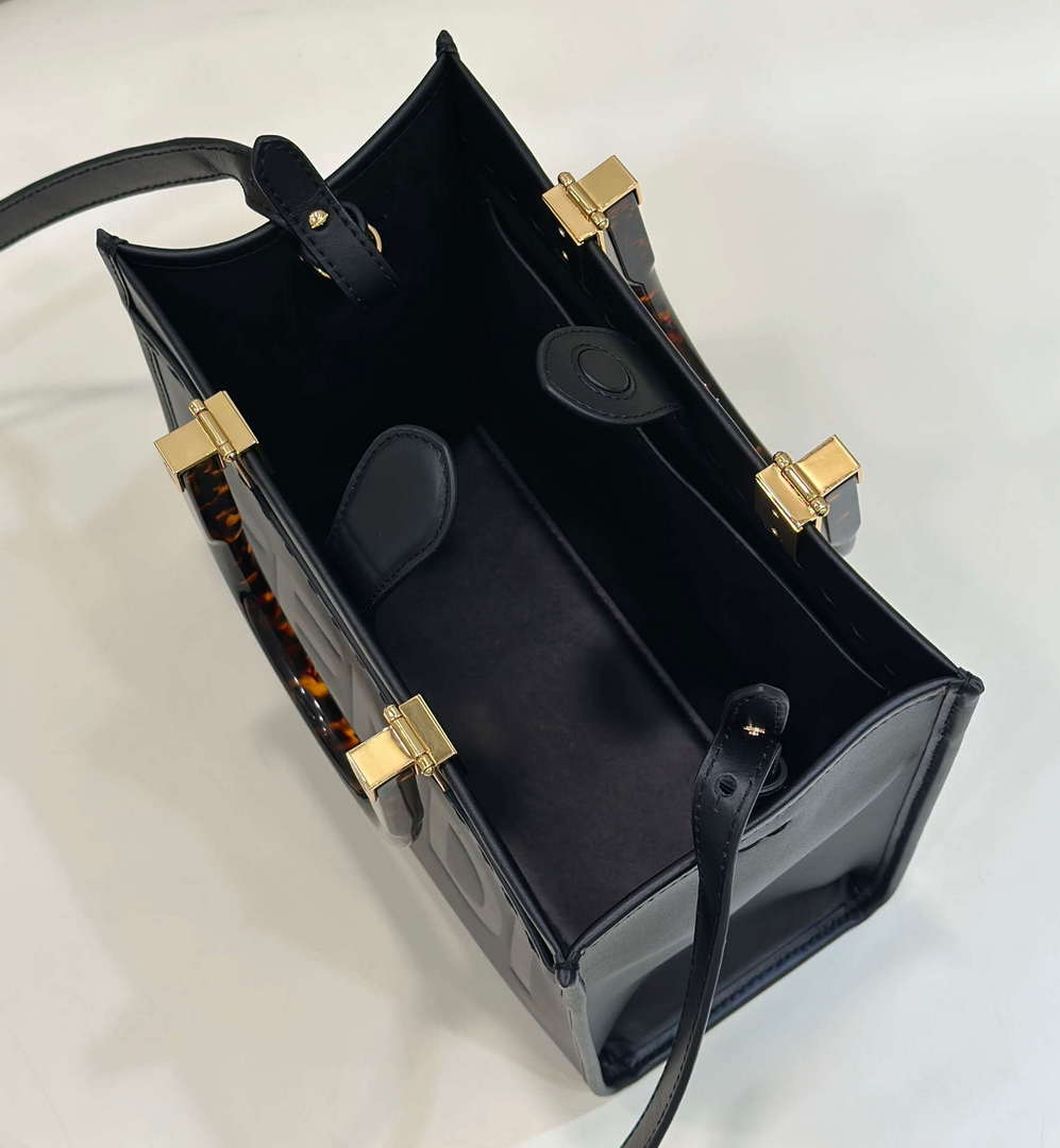 Fendi 8BH394 Fendi Sunshine Small Black leather shopper