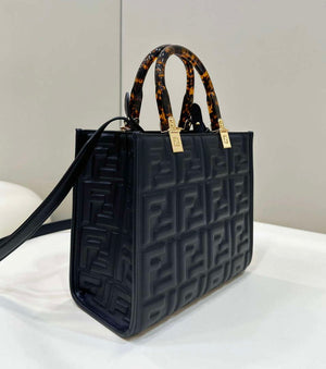 Fendi 8BH394 Fendi Sunshine Small Black leather shopper Printer FF - Default Title - View 2