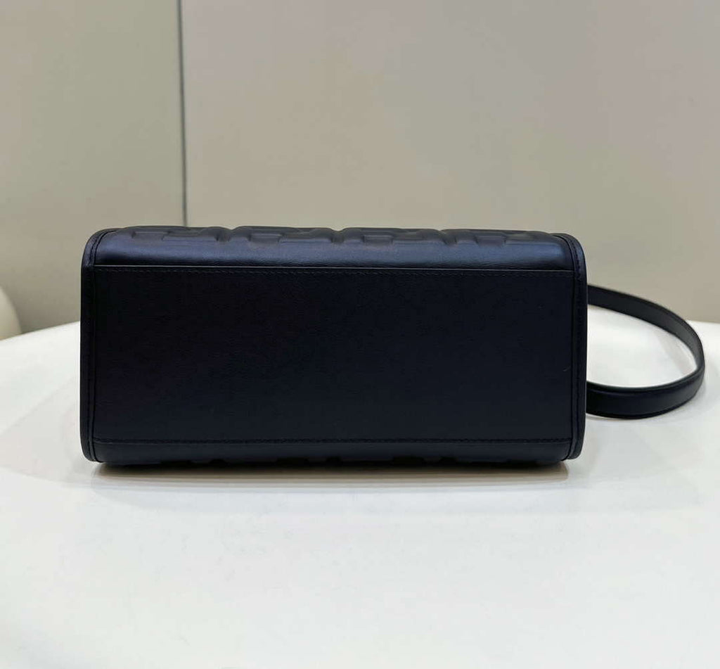 Fendi 8BH394 Fendi Sunshine Small Black leather shopper Printer FF