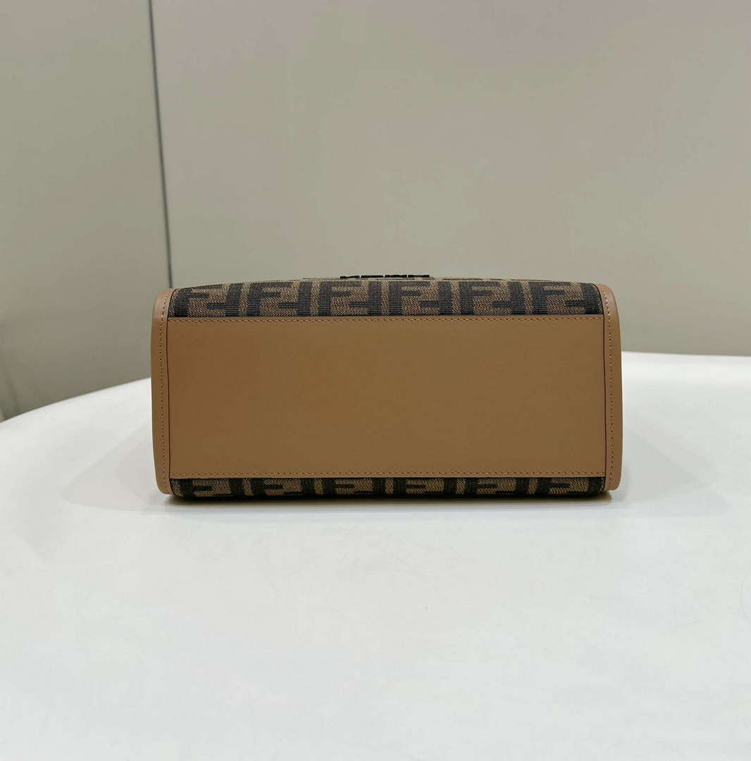 Fendi 8BH394 Fendi Sunshine Small Brown FF jacquard fabric shopper