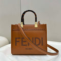 Fendi 8BH394 Fendi Sunshine Small Brown leather shopper - Default Title - View 1
