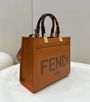 Fendi 8BH394 Fendi Sunshine Small Brown leather shopper - Default Title - View 3