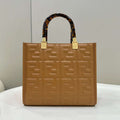 Fendi 8BH394 Fendi Sunshine Small Tan leather shopper Printer FF - Default Title - View 1