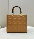 Fendi 8BH394 Fendi Sunshine Small Tan leather shopper Printer FF