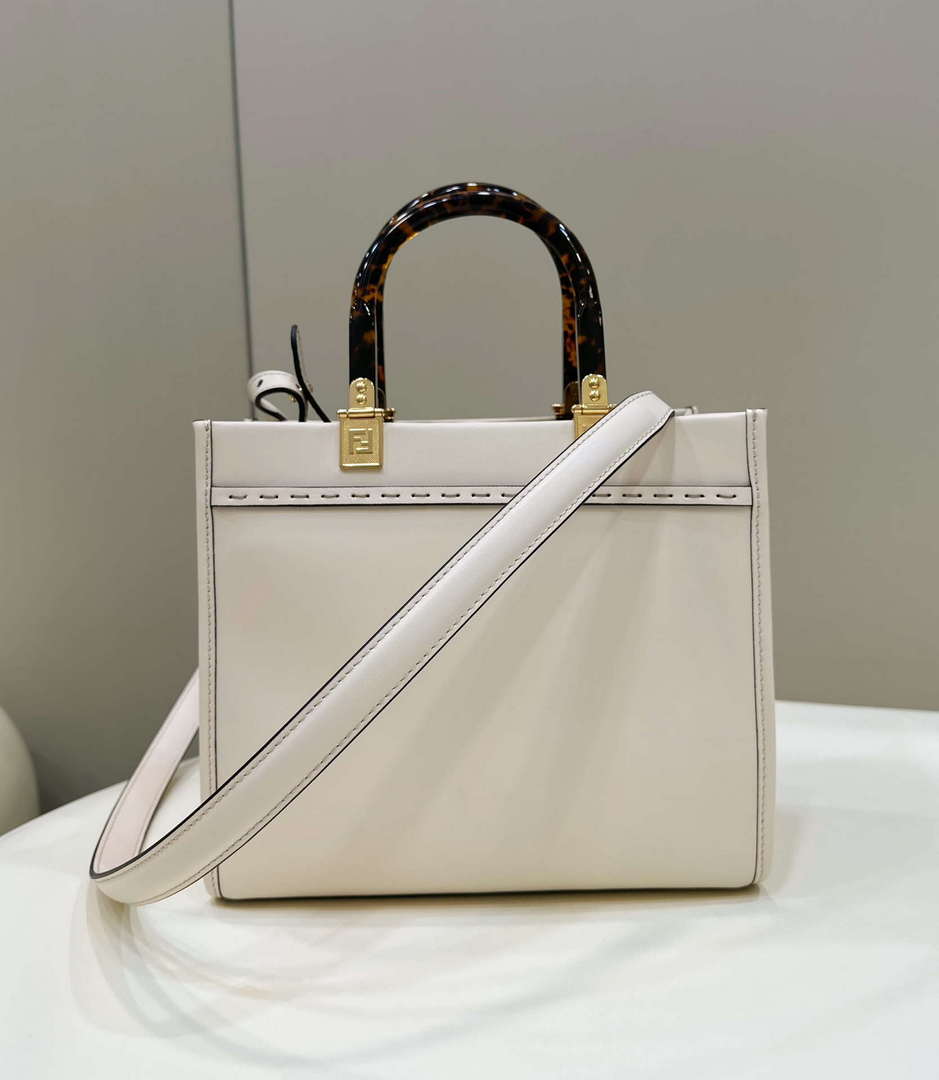 Fendi 8BH394 Fendi Sunshine Small White leather shopper