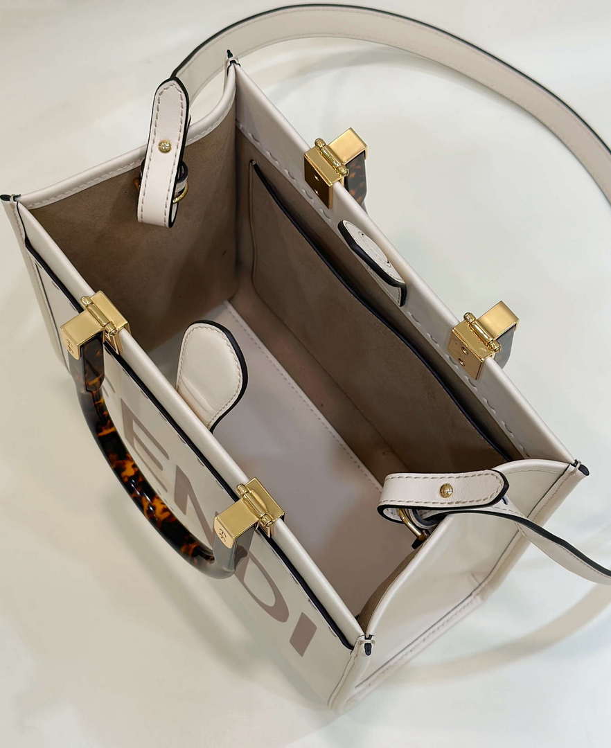 Fendi 8BH394 Fendi Sunshine Small White leather shopper