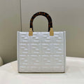 Fendi 8BH394 Fendi Sunshine Small White leather shopper Printer FF - Default Title - View 1
