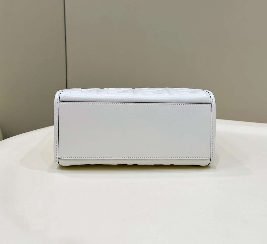 Fendi 8BH394 Fendi Sunshine Small White leather shopper Printer FF