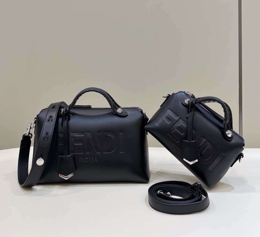Fendi 8BL145 By The Way Mini Black leather small Boston bag - Default Title - View 1