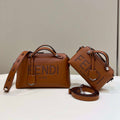 Fendi 8BL145 By The Way Mini Brown leather small Boston bag - Default Title - View 1