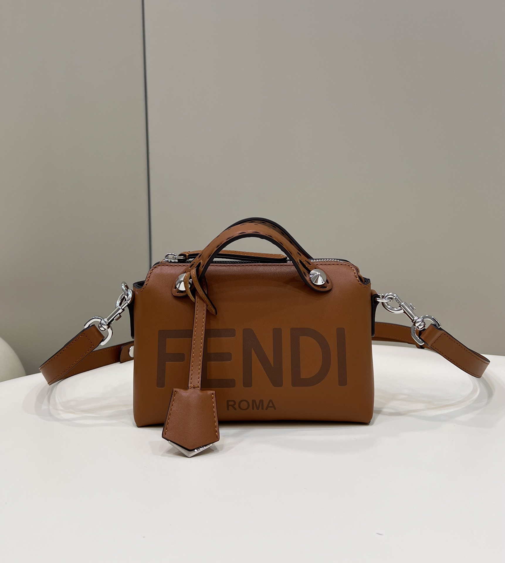 Fendi 8BL145 By The Way Mini Brown leather small Boston bag - Default Title - View 2