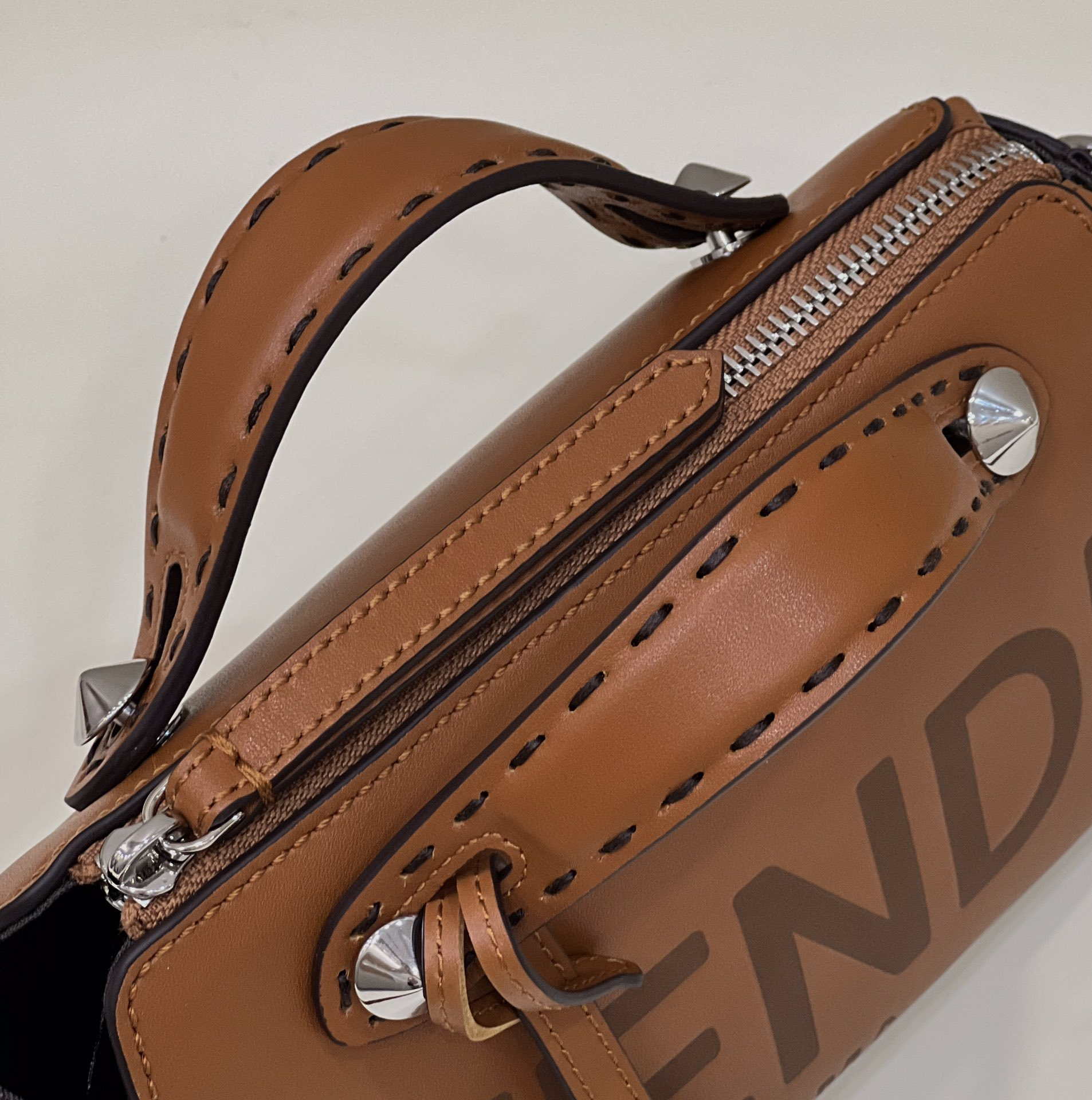Fendi 8BL145 By The Way Mini Brown leather small Boston bag - Default Title - View 5