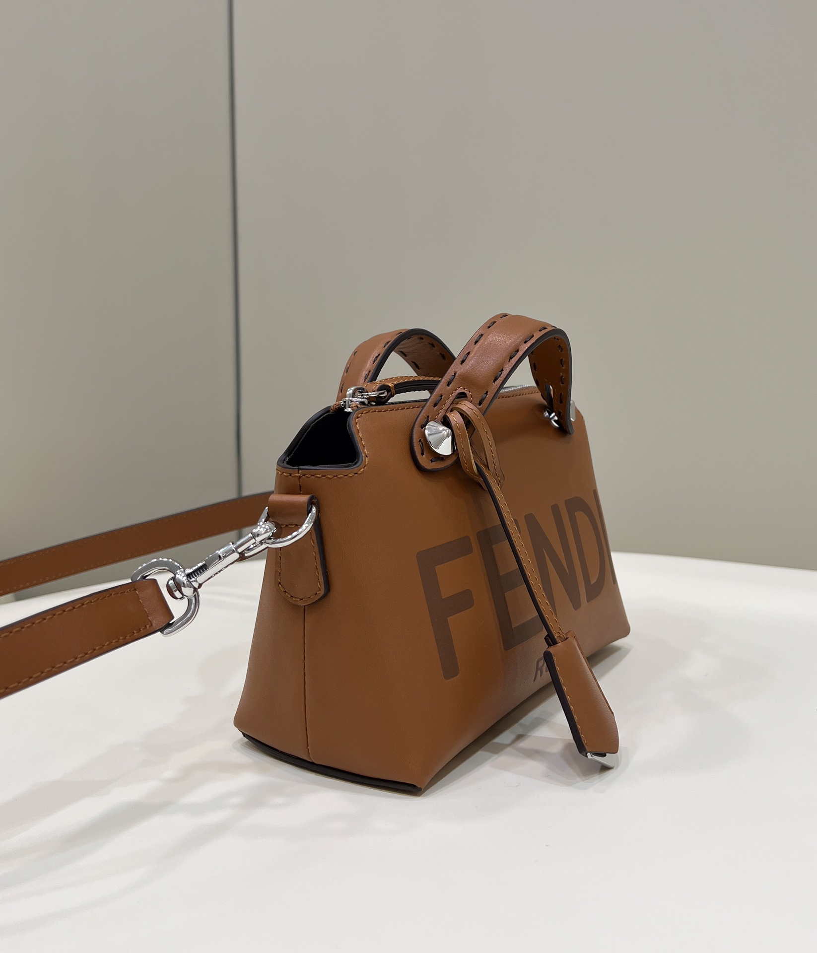 Fendi 8BL145 By The Way Mini Brown leather small Boston bag - Default Title - View 6