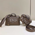Fendi 8BL145 By The Way Mini Gray leather small Boston bag - Default Title - View 1