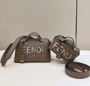 Fendi 8BL145 By The Way Mini Gray leather small Boston bag - Default Title - View 1