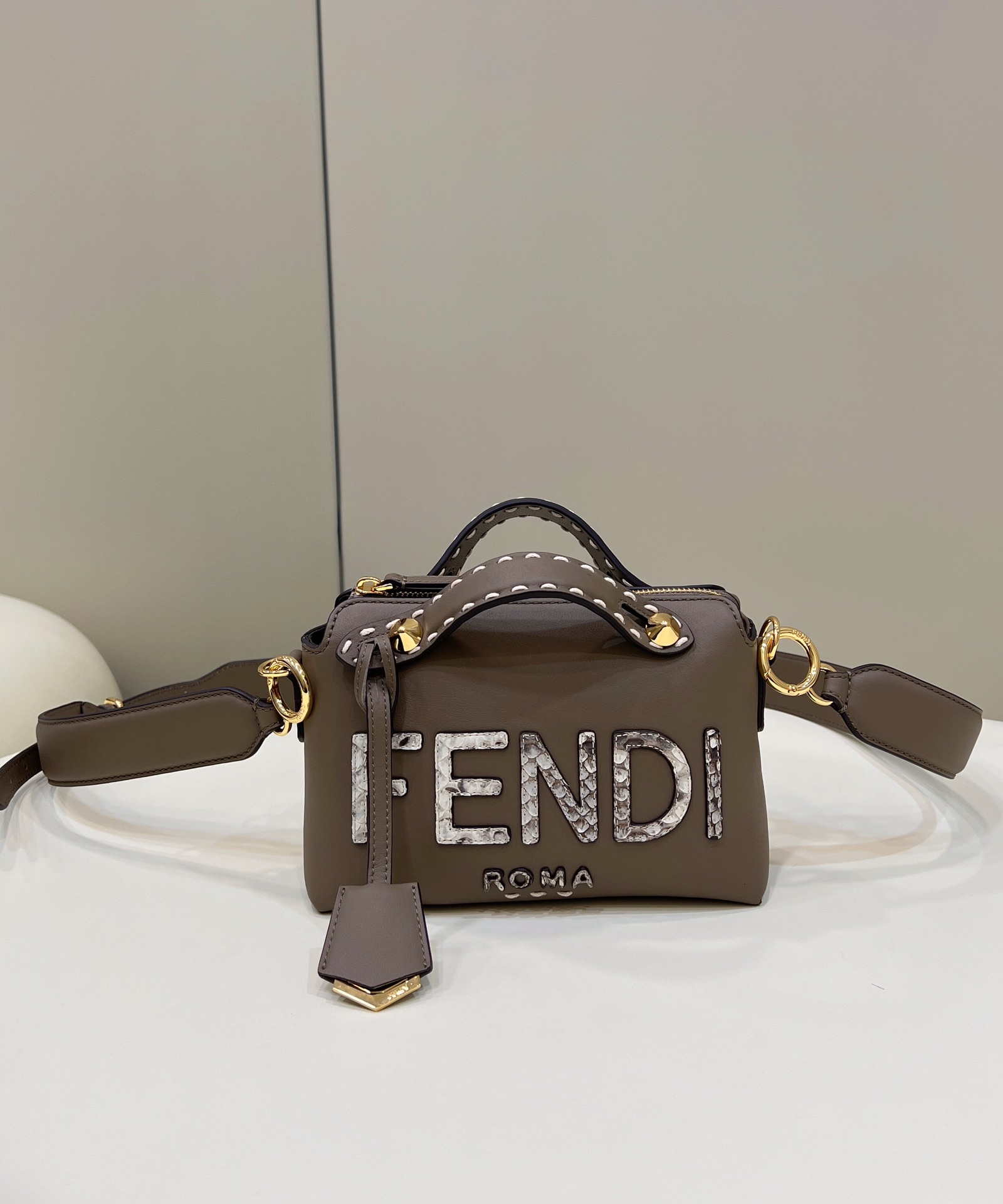 Fendi 8BL145 By The Way Mini Gray leather small Boston bag