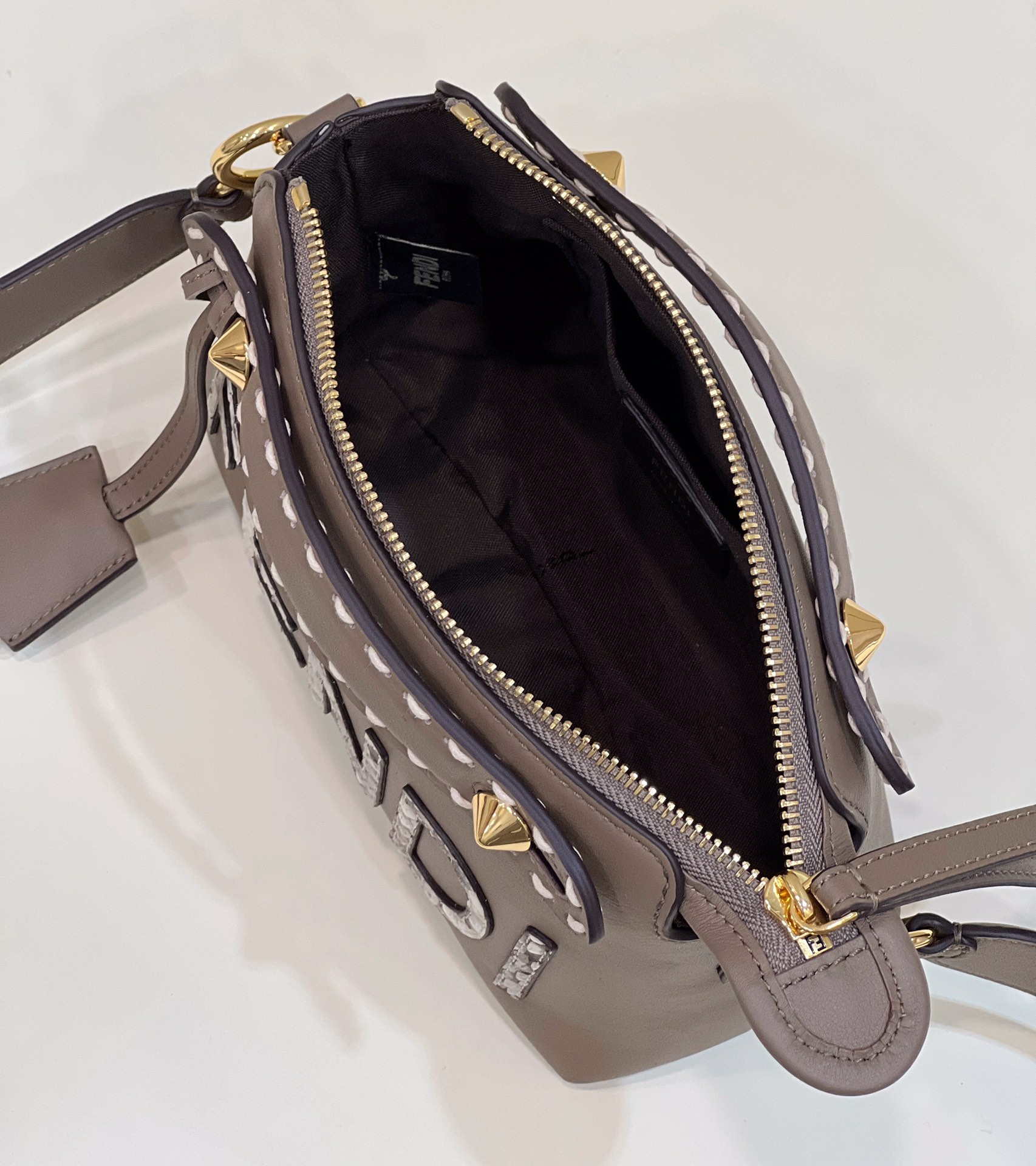 Fendi 8BL145 By The Way Mini Gray leather small Boston bag