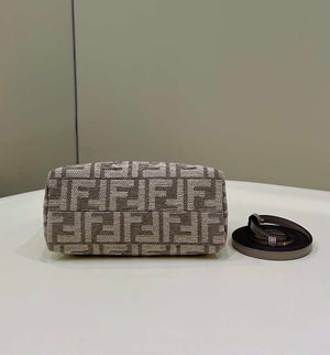 Fendi 8BL145 By The Way Mini  Midi Dove gray FF tapestry fabric bag small Boston bag - Default Title - View 3