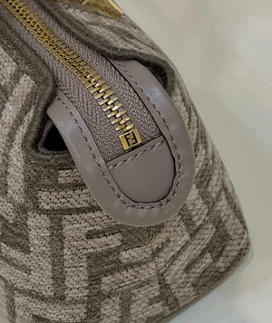 Fendi 8BL145 By The Way Mini  Midi Dove gray FF tapestry fabric bag small Boston bag - Default Title - View 5