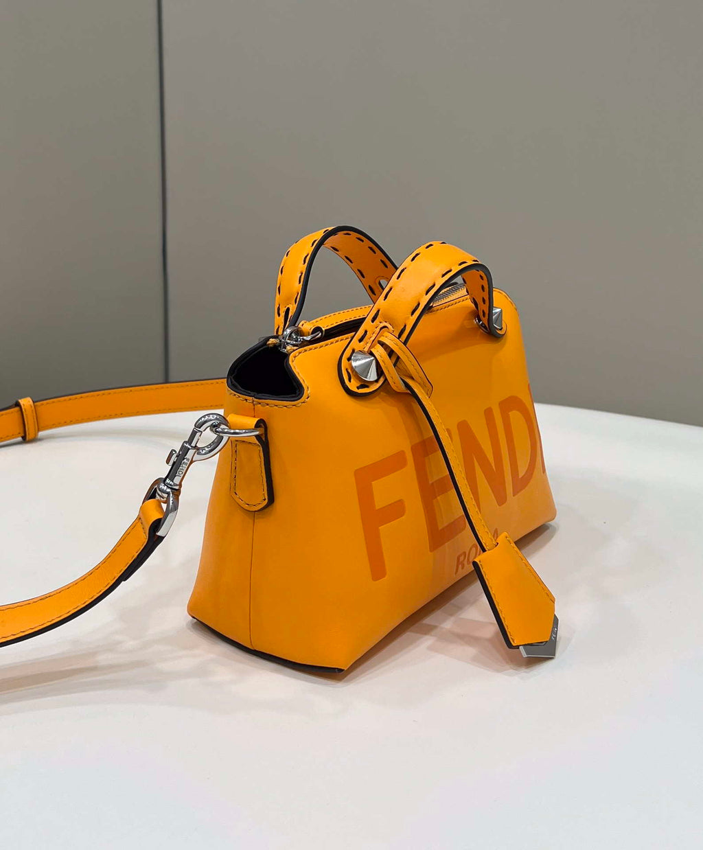 Fendi 8BL145 By The Way Mini Orange leather small Boston bag