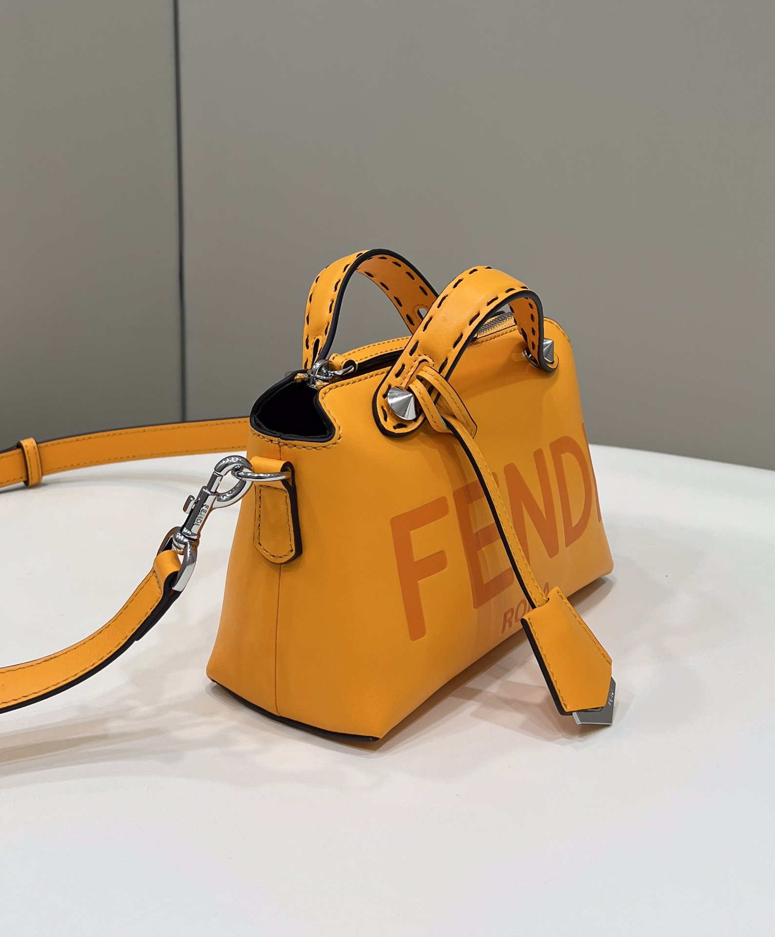Fendi 8BL145 By The Way Mini Orange leather small Boston bag - Default Title - View 6