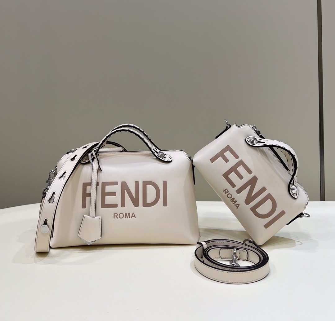 Fendi 8BL145 By The Way Mini White leather small Boston bag - Default Title - View 1