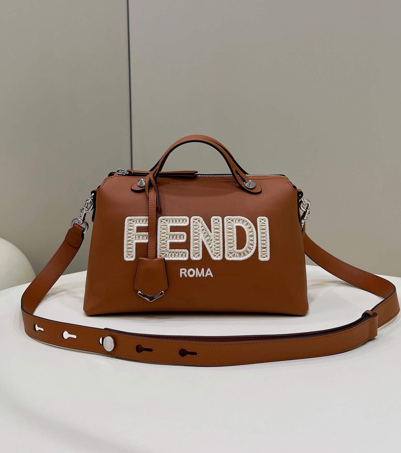 Fendi 8BL146 By The Way Medium Brown leather Boston Bag - Default Title - View 1