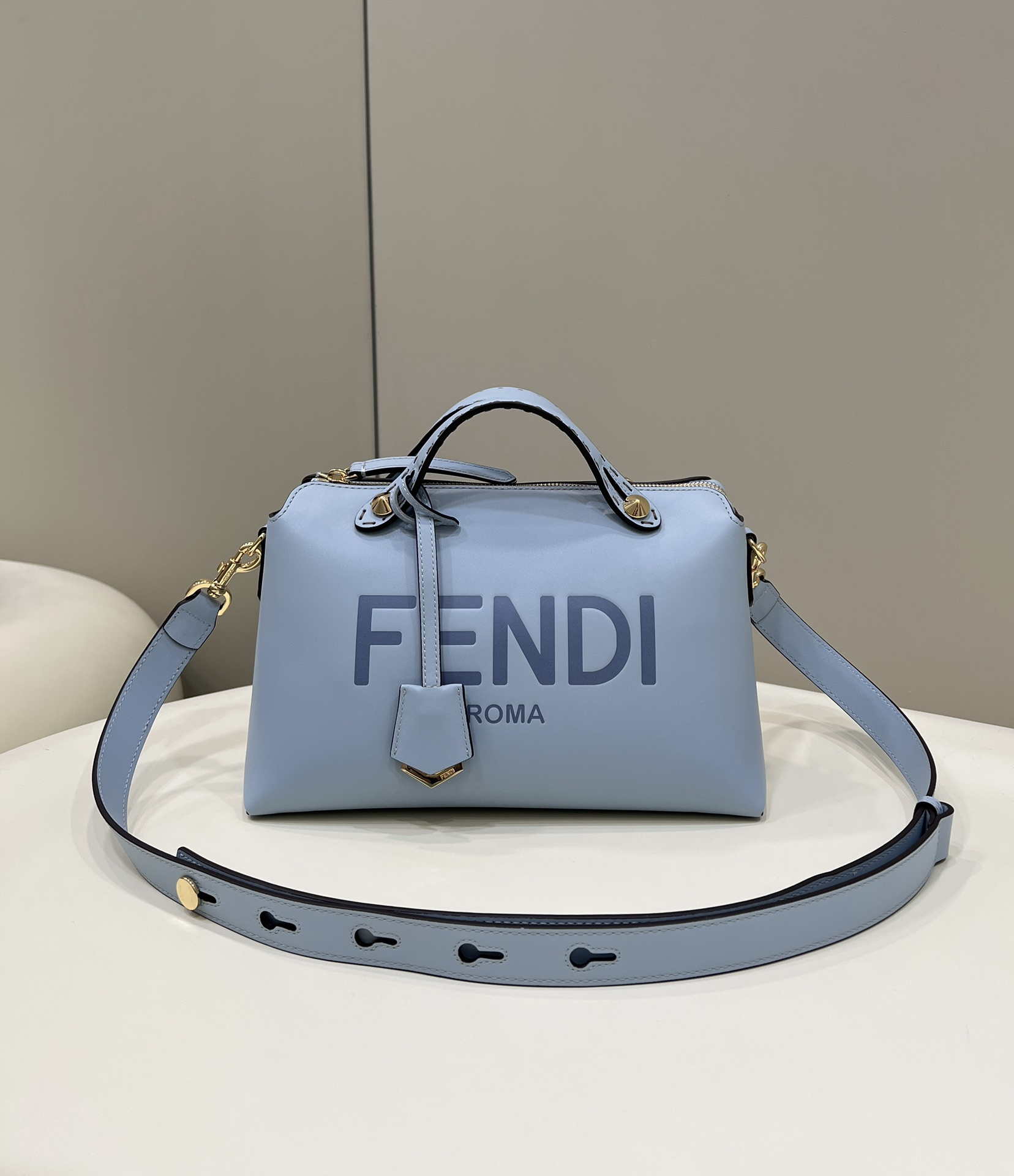 Fendi 8BL146 By The Way Medium Ligth Blue leather Boston bag - Default Title - View 1