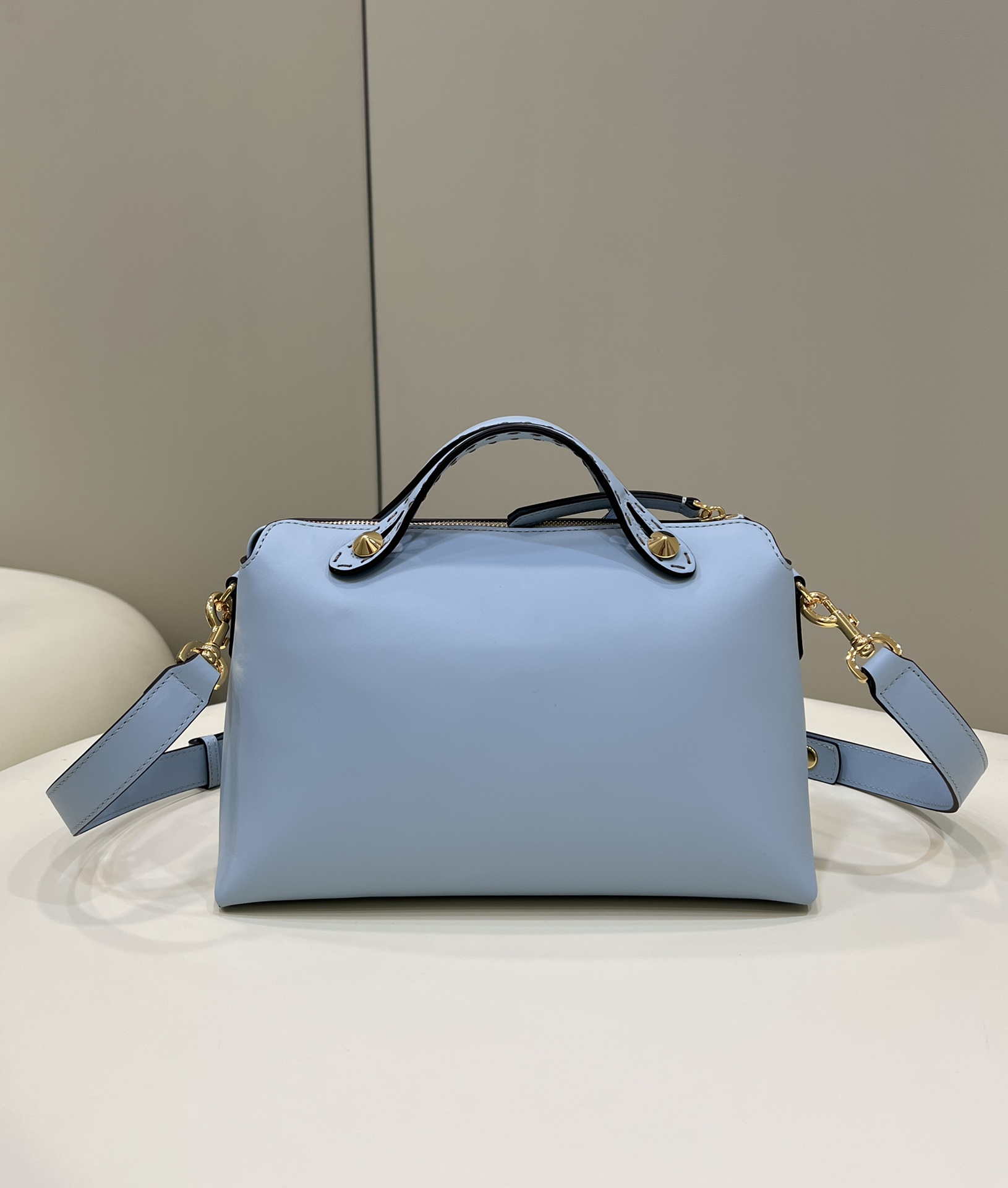 Fendi 8BL146 By The Way Medium Ligth Blue leather Boston bag