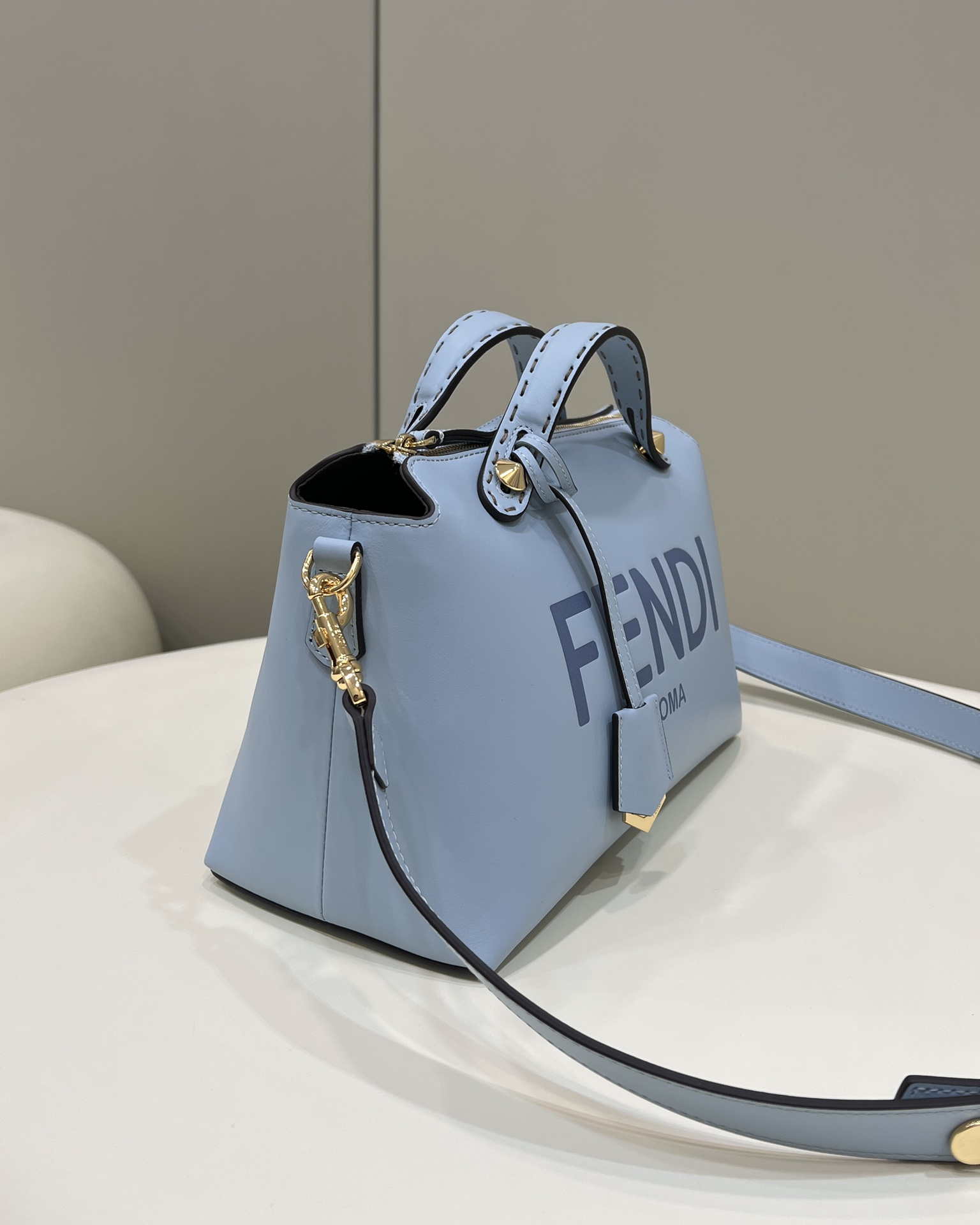 Fendi 8BL146 By The Way Medium Ligth Blue leather Boston bag - Default Title - View 3