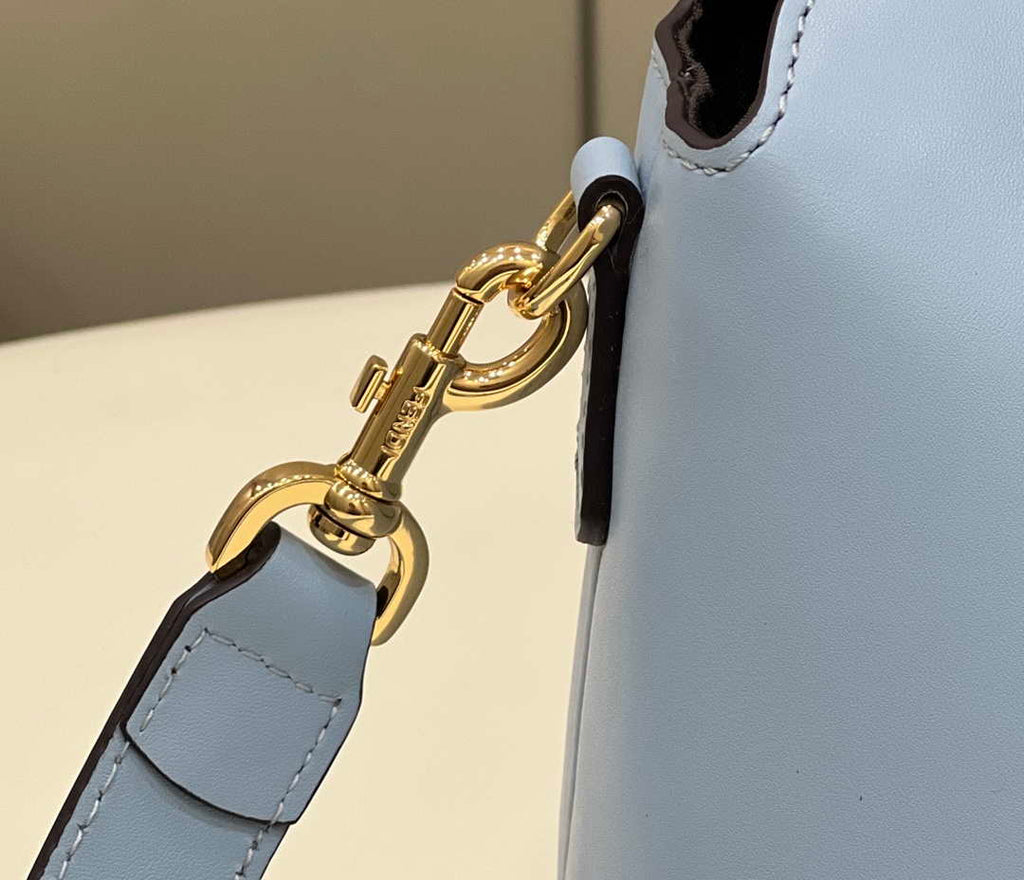 Fendi 8BL146 By The Way Medium Ligth Blue leather Boston bag